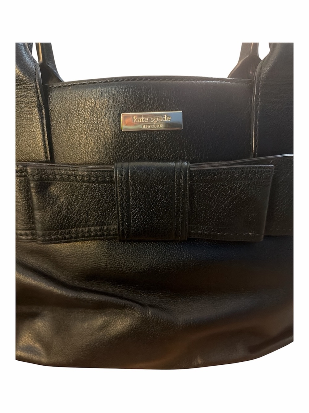 Kate Spade Quinn Villabella Avenue Black Leather Bow Tote Shoulder Bag - Picture 3 of 10